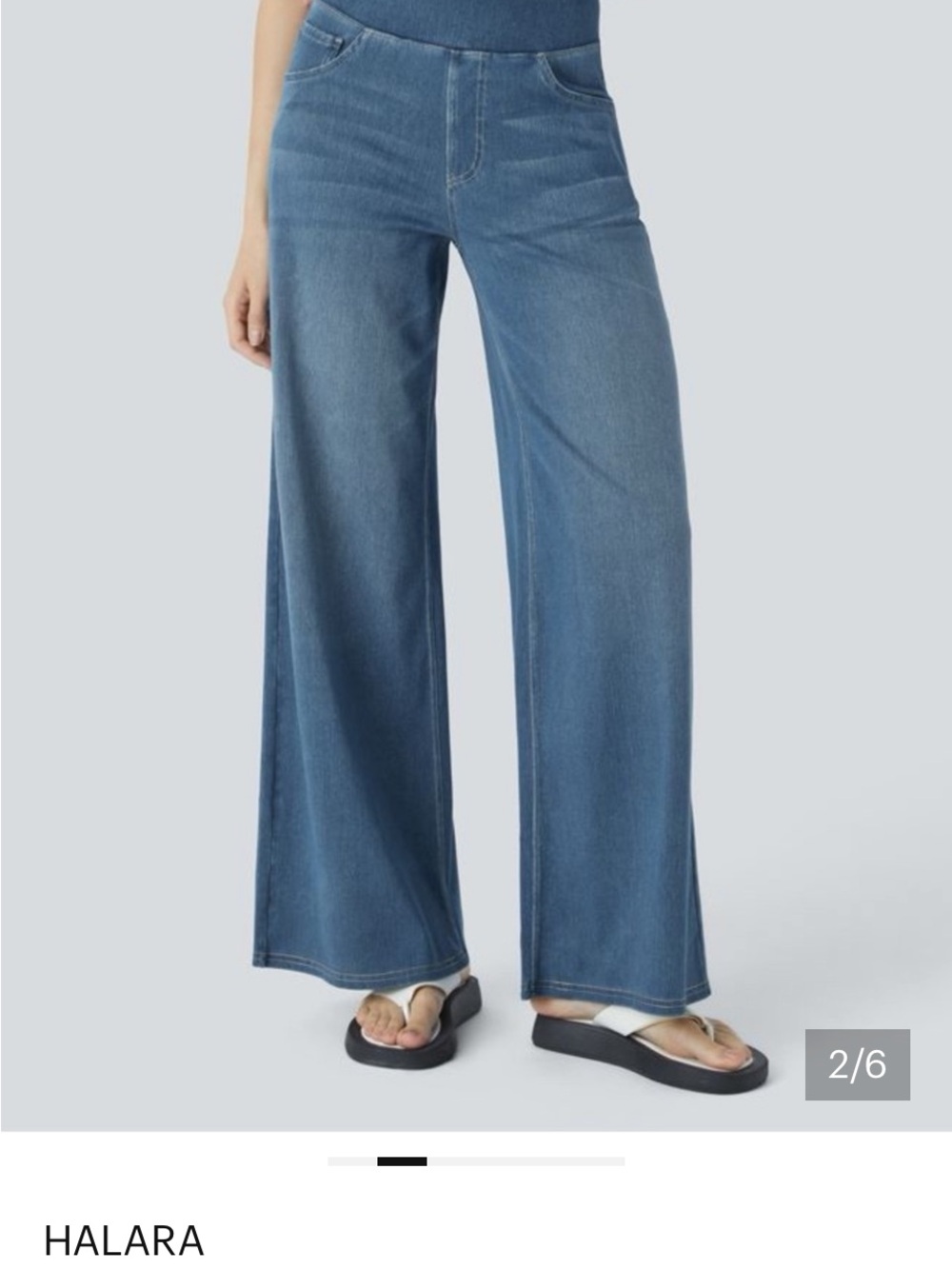 18. HALARA Wide-Leg Pull-On Jeans in Medium Blue